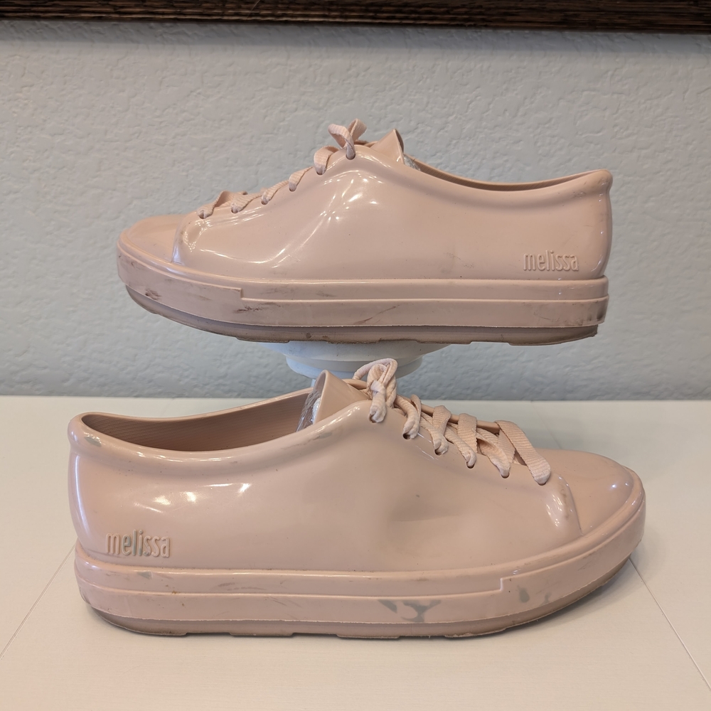 Melissa Be Jelly Sneakers Pink Low Top Lace Up PVC Shoes 32241 Size 7‎